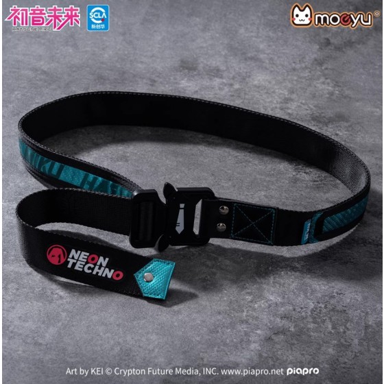Moeyu x Hatsune Miku Neon Electronic Techwear Belt - Men's Trendy Tactical Canvas Belt with Metal Buckle